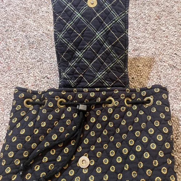 Vera Bradley Vintage Retired Floral Patterned Black Backpack - Picture 7 of 9